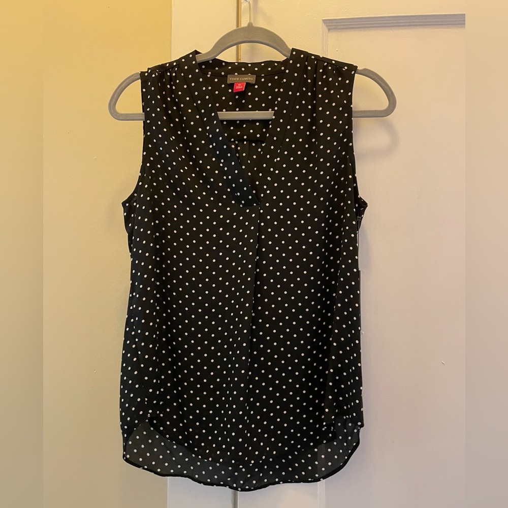 Polka dot sleeveless blouse